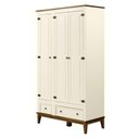 Ver imagem 1 de Armario Malibu 3 Portas e 2 Gavetas Cor Off White com Amendoa 204 Cm - 63656