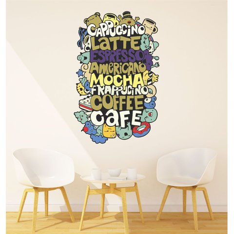 Adesivo de Parede Cantinho do Café Sticker Colorido
