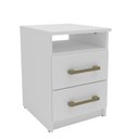 Ver imagem 2 de Mesa de Cabeceira Quarto 2 Gavetas 1 Nicho Branco - Mademovel