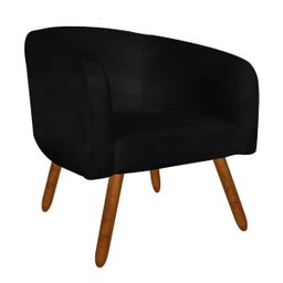 Poltrona Decorativa Stella Suede Preto Pés Palito - D'Rossi - 1