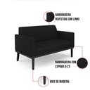 Ver imagem 4 de Sofá Namoradeira com 2 Poltronas Base de Madeira Fixa Preto Marisa Linho Preto A79 D03 - D'Rossi