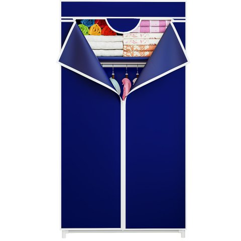 Guarda Roupa Dobrável Portátil Multiuso Organizador de Roupas Azul - StaremCasa