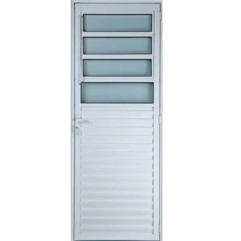 Porta de Alumínio Basculante Cor Branco 210 x 70 Esquerda Vidro Mini Boreal Linha All Soft