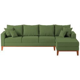 Sofá 4 Lugares Beny com Chaise Direito Linho Verde Oliva - 2 Sofá 4 Lugares Beny com Chaise Direito Linho Verde Oliva - 2