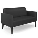 Ver imagem 1 de Sofá Namoradeira Base Madeira Preto Maressa Sintético Preto - Ibiza