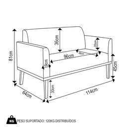 Sofá Namoradeira Base Madeira Preto Maressa Sintético Preto - Ibiza - 4