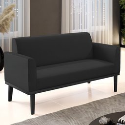 Sofá Namoradeira Base Madeira Preto Maressa Sintético Preto - Ibiza - 2