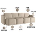 Ver imagem 4 de Sofá Cama para Sala de Estar 4 Lugares 396cm Montserrat K01 Linho Bege - Lyam Decor