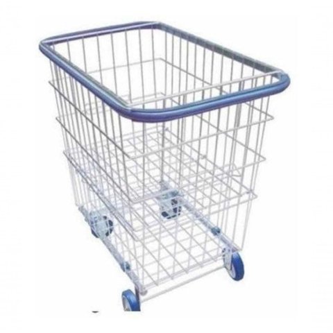 Carrinho com Repartição Lateral G2 215L em Aço Carbono Galvanizado com Rodas em PVC Prata