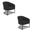 Ver imagem 1 de Kit 2 Poltronas Stella Veludo Preto Base Industrial Preto - D’Rossi