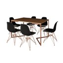 Ver imagem 6 de Mesa Jantar Industrial Retangular 137X90Cm Amêndoa Base V C/6 Cadeiras Pretas Base Co Cor: Amendoa
