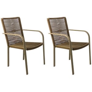 Kit 2 Cadeira Área Gourmet Alumínio Corda Sintética