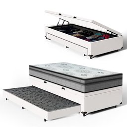 Cama Box Baú com Colchão Espuma D33 Pillow In Anjos Ortosleep + Auxiliar Unique Solteiro 88cm - 1