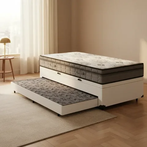 Cama Box Baú com Colchão Espuma D33 Pillow In Anjos Ortosleep + Auxiliar Unique Solteiro 88cm