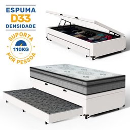 Cama Box Baú com Colchão Espuma D33 Pillow In Anjos Ortosleep + Auxiliar Unique Solteiro 88cm - 2
