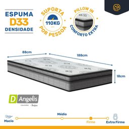 Cama Box Baú com Colchão Espuma D33 Pillow In Anjos Ortosleep + Auxiliar Unique Solteiro 88cm - 4