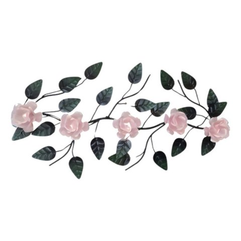 Enfeite de Parede Decorativo Todo de Ferro 5 Rosas:rosa