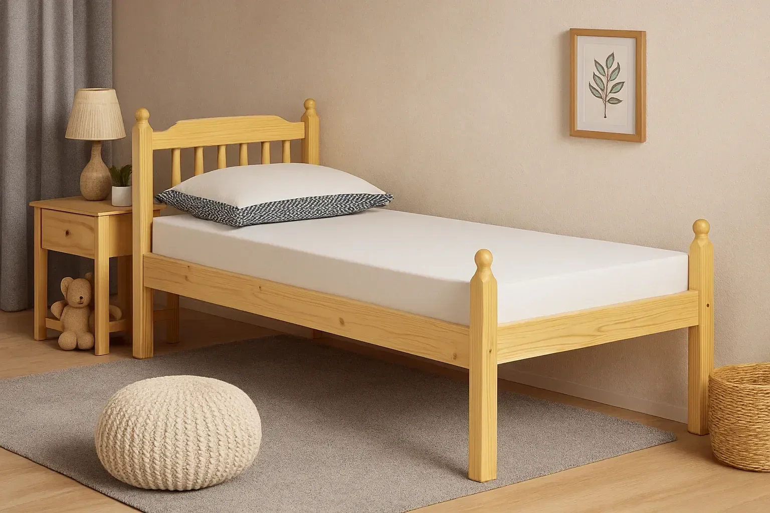 Ver imagem 5 de Cama Solteiro Naturalle Madeira de Pinus Bege/Marrom