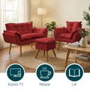 Ver imagem 5 de Kit Namoradeira Poltrona e Puff Decorativo para Sala Recepção Manicure Consultório Alice Suede