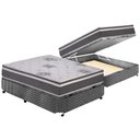 Ver imagem 1 de Cama Box Baú Casal: Colchão Espuma Polar D33 Pérola Premium Euro Pillow + Base CRC Suede Gray(138x18