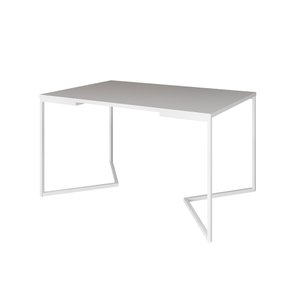 Mesa Jantar Industrial Branca Retangular 137x90cm Base V Ferro Branco