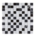 Ver imagem 1 de Kit 1m² Pastilha de Vidro e Mármore 29cm x 29cm Preto/Branco Glass Mosaic