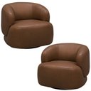 Ver imagem 1 de Kit 2 Poltronas Decorativas Giratória Orgânica Sala Living Begur L06 Couro Marrom Claro - Lyam Decor