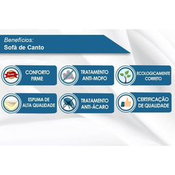 Sofá de Canto 12 Lugares Preto Confortável moderno - 3