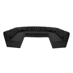 Sofá de Canto 12 Lugares Preto Confortável moderno - 1