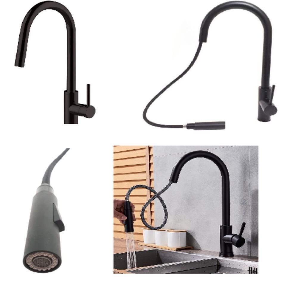 Toneira Gourmet Misturador Luxo Preta Pia de Cozinha Balcao - 2