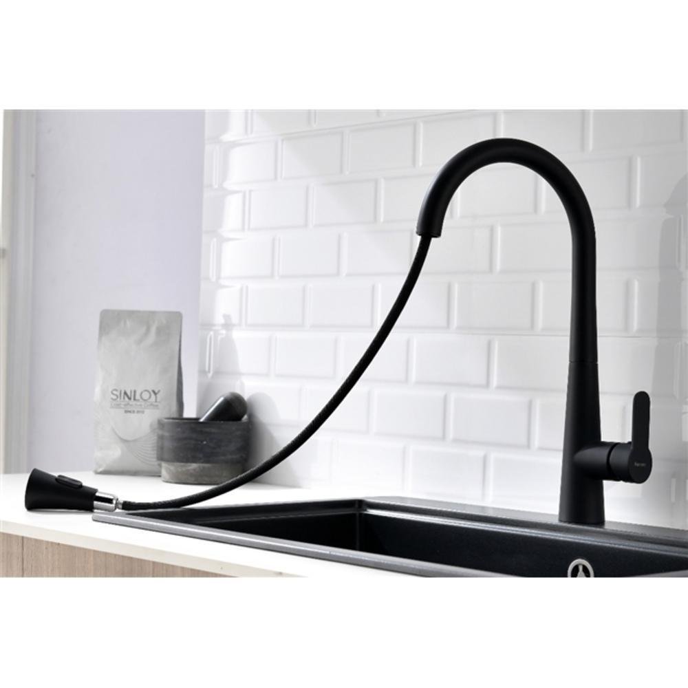 Toneira Gourmet Misturador Luxo Preta Pia de Cozinha Balcao - 1