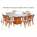 Ver imagem 3 de Conjunto Sala de Jantar Bérgamo Tampo Off White e 8 Cadeiras Madeira Maciça e Estofada Bréscia