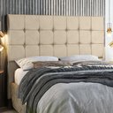 Ver imagem 4 de Cabeceira Estofada Box Casal Dubai 1,40cm Vamfer Estofados Suede Cinza Claro