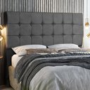 Ver imagem 3 de Cabeceira Estofada Box Casal Dubai 1,40cm Vamfer Estofados Suede Cinza Claro