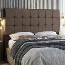 Ver imagem 6 de Cabeceira Estofada Box Casal Dubai 1,40cm Vamfer Estofados Suede Cinza Claro