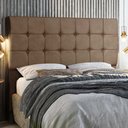 Ver imagem 2 de Cabeceira Estofada Box Casal Dubai 1,40cm Vamfer Estofados Suede Cinza Claro