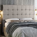 Ver imagem 1 de Cabeceira Estofada Box Casal Dubai 1,40cm Vamfer Estofados Suede Cinza Claro