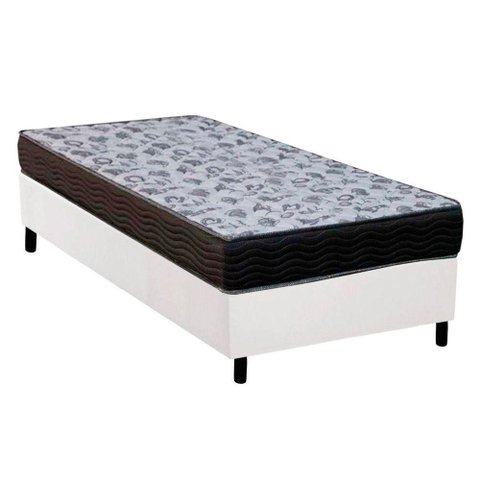 Cama Box Solteiro: Colchão Ortopédico Ortobom D33/EP Fort Tech ISO 100 + Base CRC Courano White(78x1