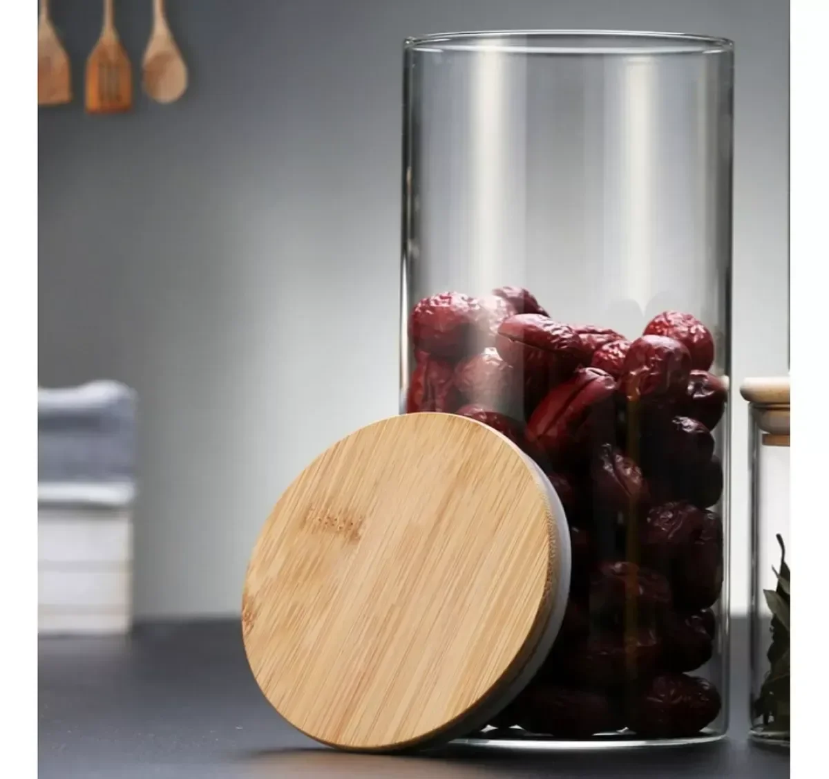 Pote Hermético Vidro C/ Tampa de Bambu 750 Ml 8,5x12cm - 2