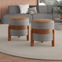 Ver imagem 2 de Kit 2 Puff Redondo Órion em Couro Camelo Cinza