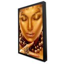 Ver imagem 5 de Quadro Decorativo Mulher a Face Dourada em Moldura Caixa Tacolado Moldura Trad 1cm Madeira Escura Co