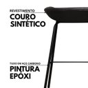 Ver imagem 5 de Kit 2 Banquetas Média Leather 65 cm Estrutura em Aço Assento em Courissimo Preta