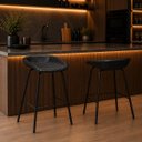 Ver imagem 6 de Kit 2 Banquetas Média Leather 65 cm Estrutura em Aço Assento em Courissimo Preta