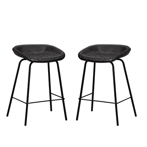 Kit 2 Banquetas Média Leather 65 Cm Estrutura em Aço Assento em Courissimo Preta - Edecasamoveis