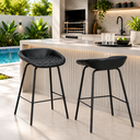 Ver imagem 3 de Kit 2 Banquetas Média Leather 65 cm Estrutura em Aço Assento em Courissimo Preta