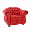 Ver imagem 1 de Poltrona Chesterfield Merlô Via Encanto Veludo Vermelha