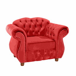 Poltrona Chesterfield Merlô Via Encanto Veludo Vermelha - 1