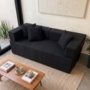 Ver imagem 5 de Sofá Loft na Caixa a Vácuo Moderno 3 Lugares 190cm Compacto Bouclê Preto - Montanari's Decor