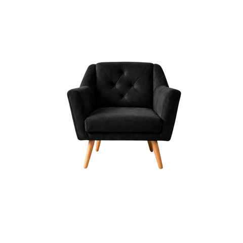Poltrona Rita Decorativa Reforçada para Recepção Clínica Salão Sala de Estar Veludo:preto