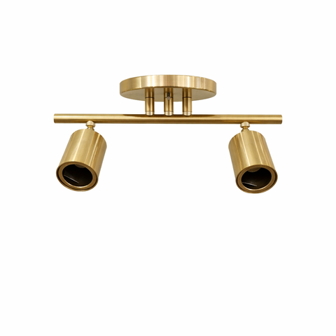 Spot Trilho Industrial Aluminio Teto 2 Luzes Gu10 Bivolt Lumini Lab - Ouro Verniz